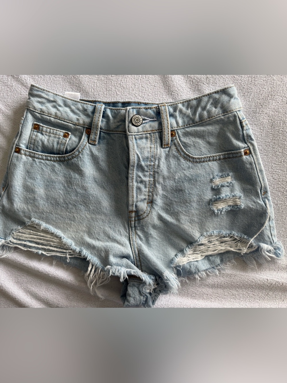 PacSun Light Wash High-Rise Distressed Denim Shorts